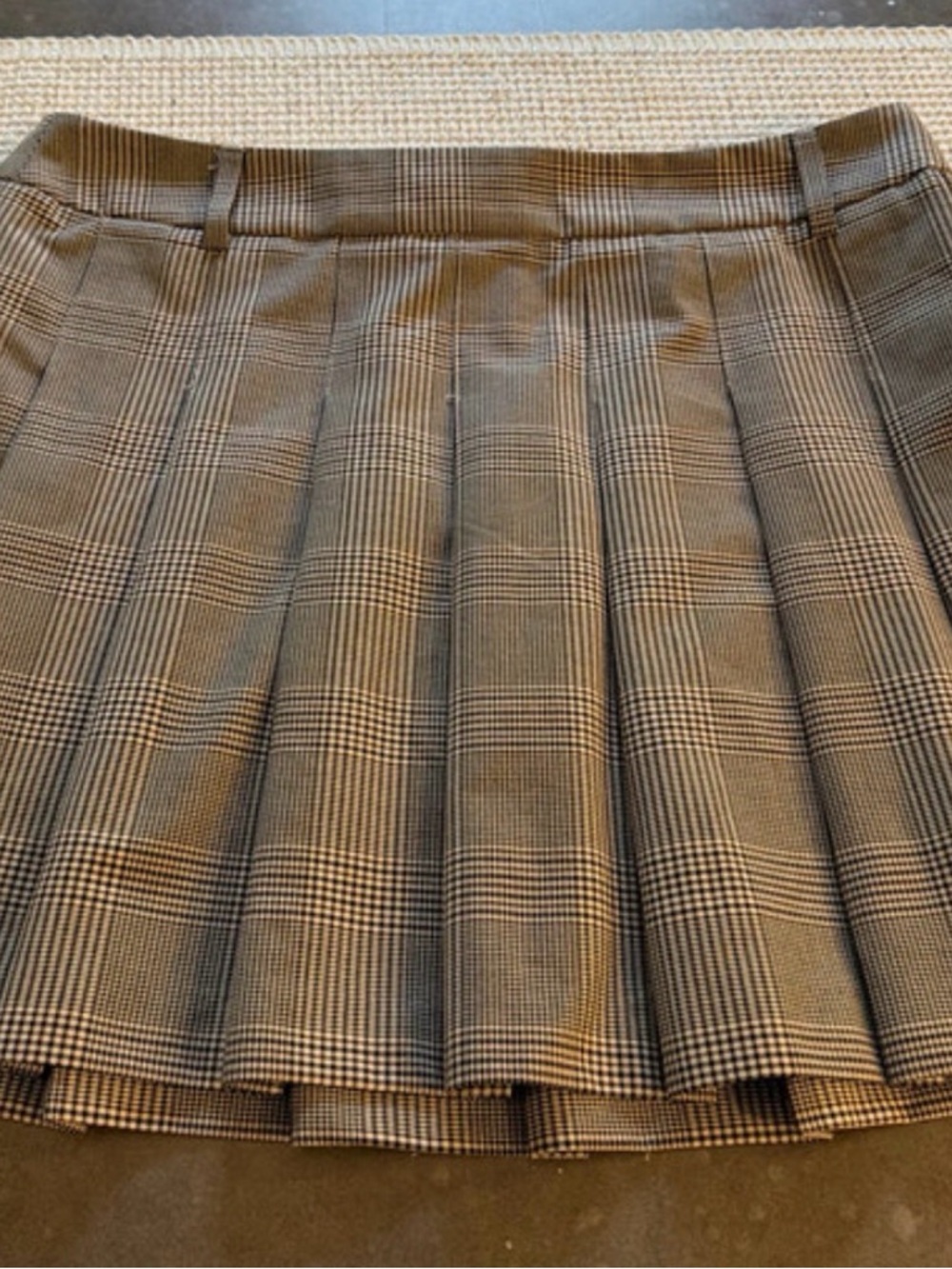 Plaid Pleated Mini Skirt - Tan Plaid